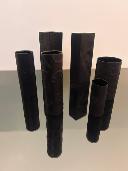 Vase noir mat ovale motif pointillés, "perls drop", Tapio Wirkkala,Rosenthal, 70s