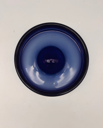 Cendrier danois en verre bleu, Per Lutken, Homelgaard, 50s