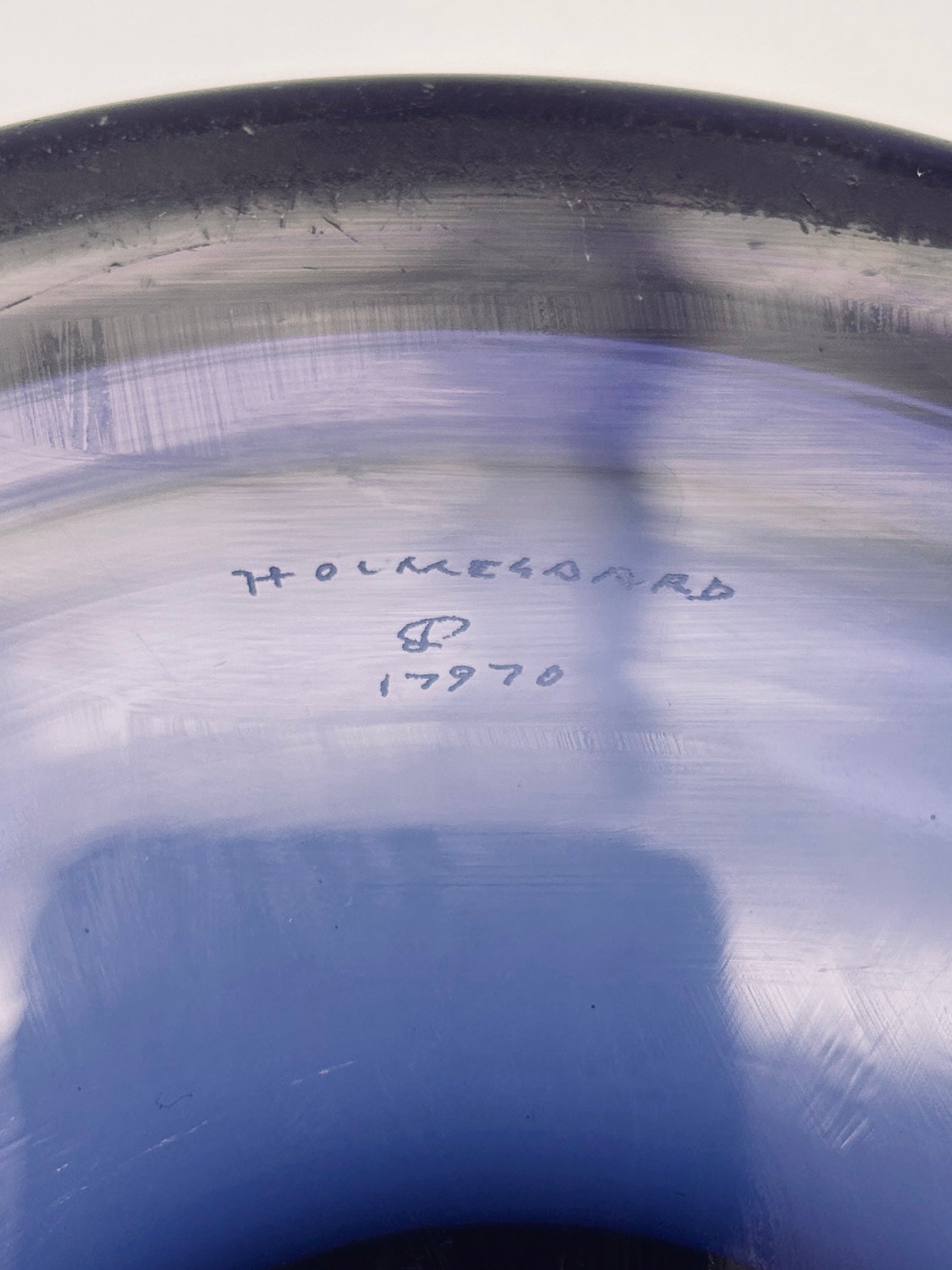 Cendrier danois en verre bleu, Per Lutken, Homelgaard, 50s