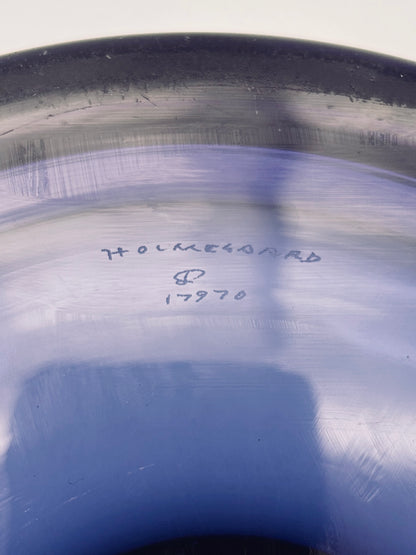 Cendrier danois en verre bleu, Per Lutken, Homelgaard, 50s