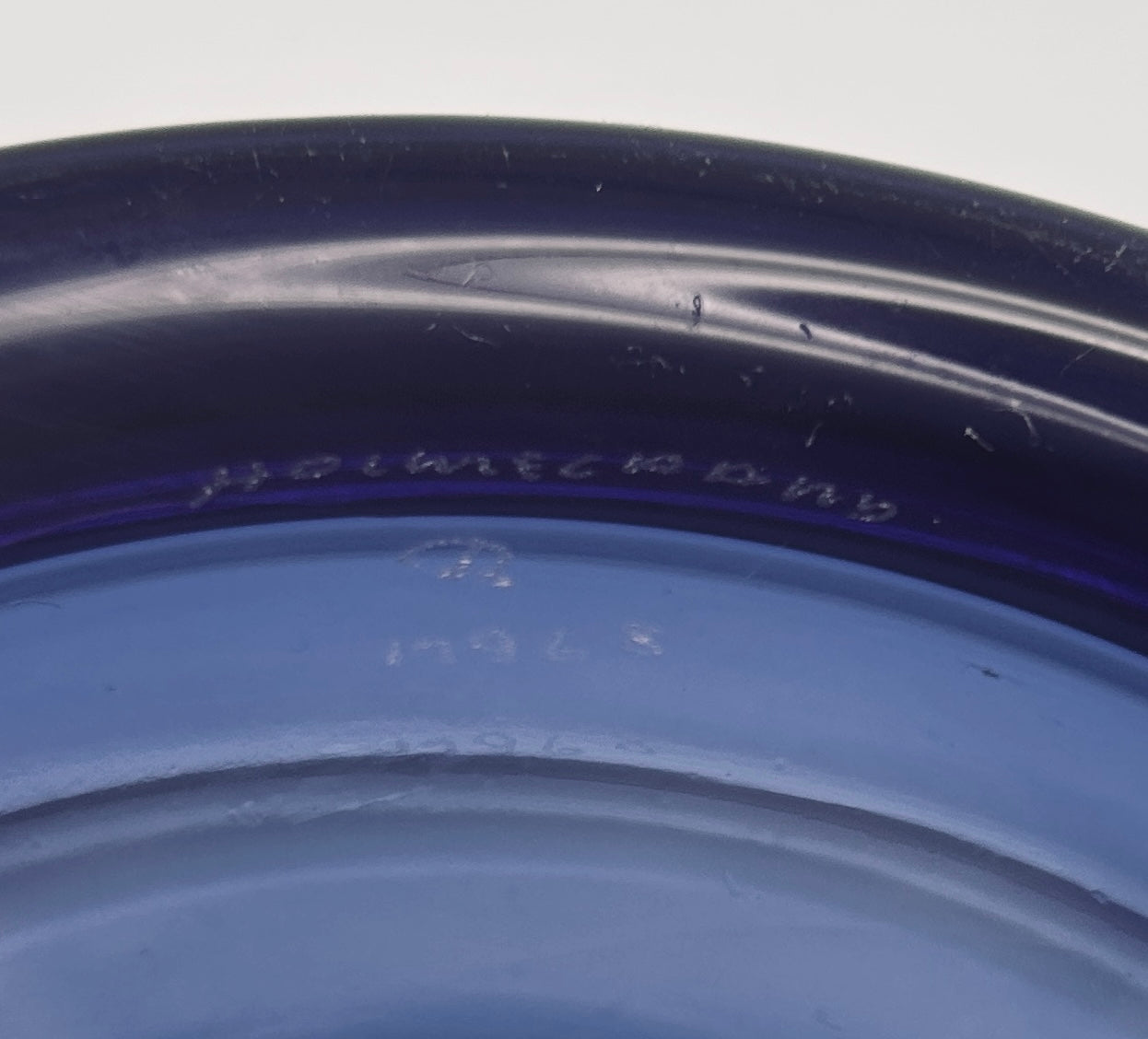 Cendrier danois en verre bleu, Per Lutken, Holmegaard, 50s