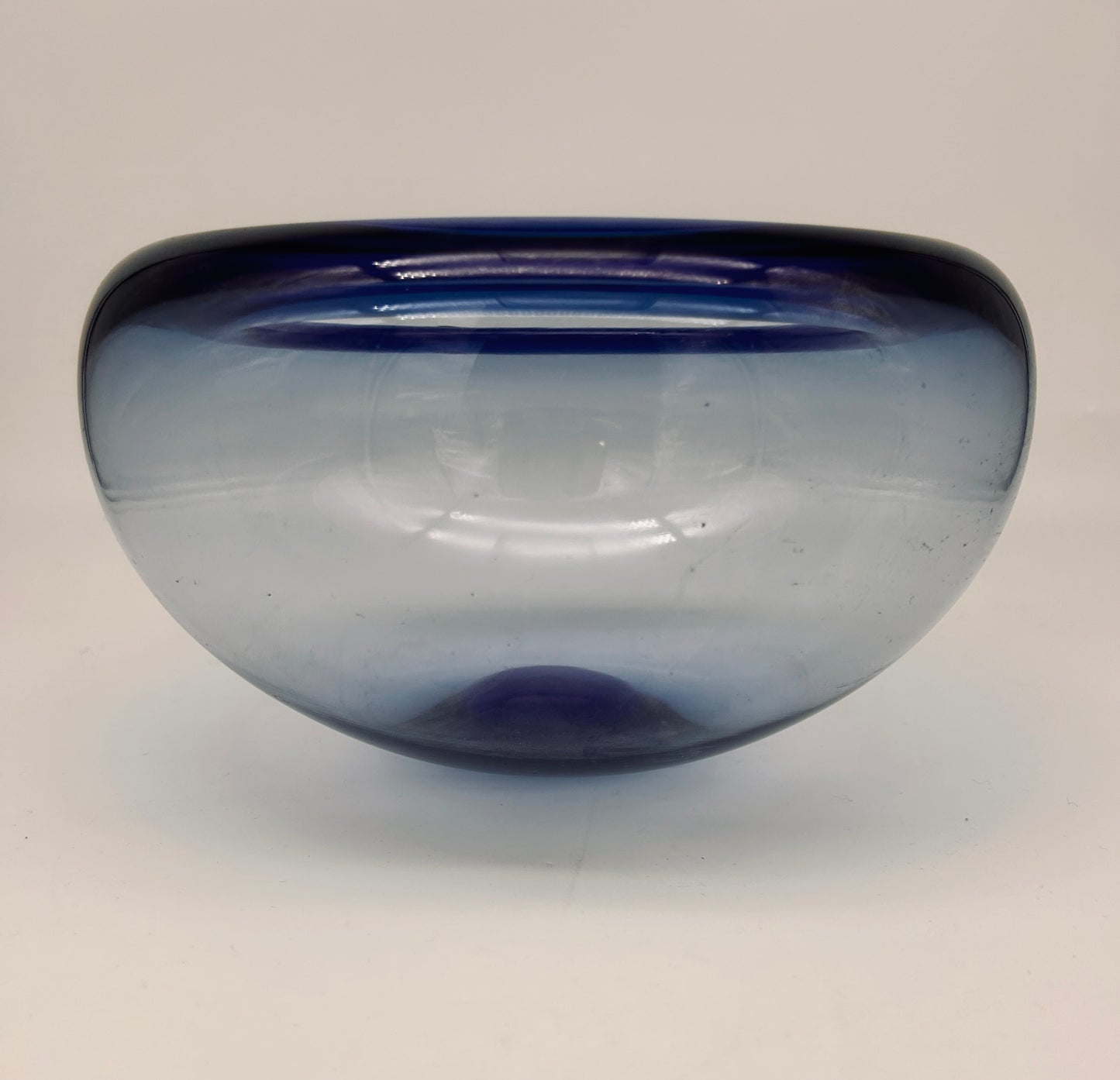 Centre de table en cristal bleu, Per Lutken, Royal Copenhagen, 70s