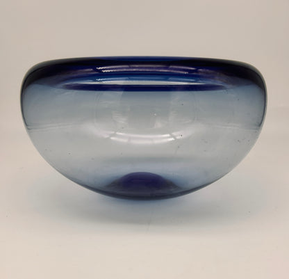 Centre de table en cristal bleu, Per Lutken, Royal Copenhagen, 70s