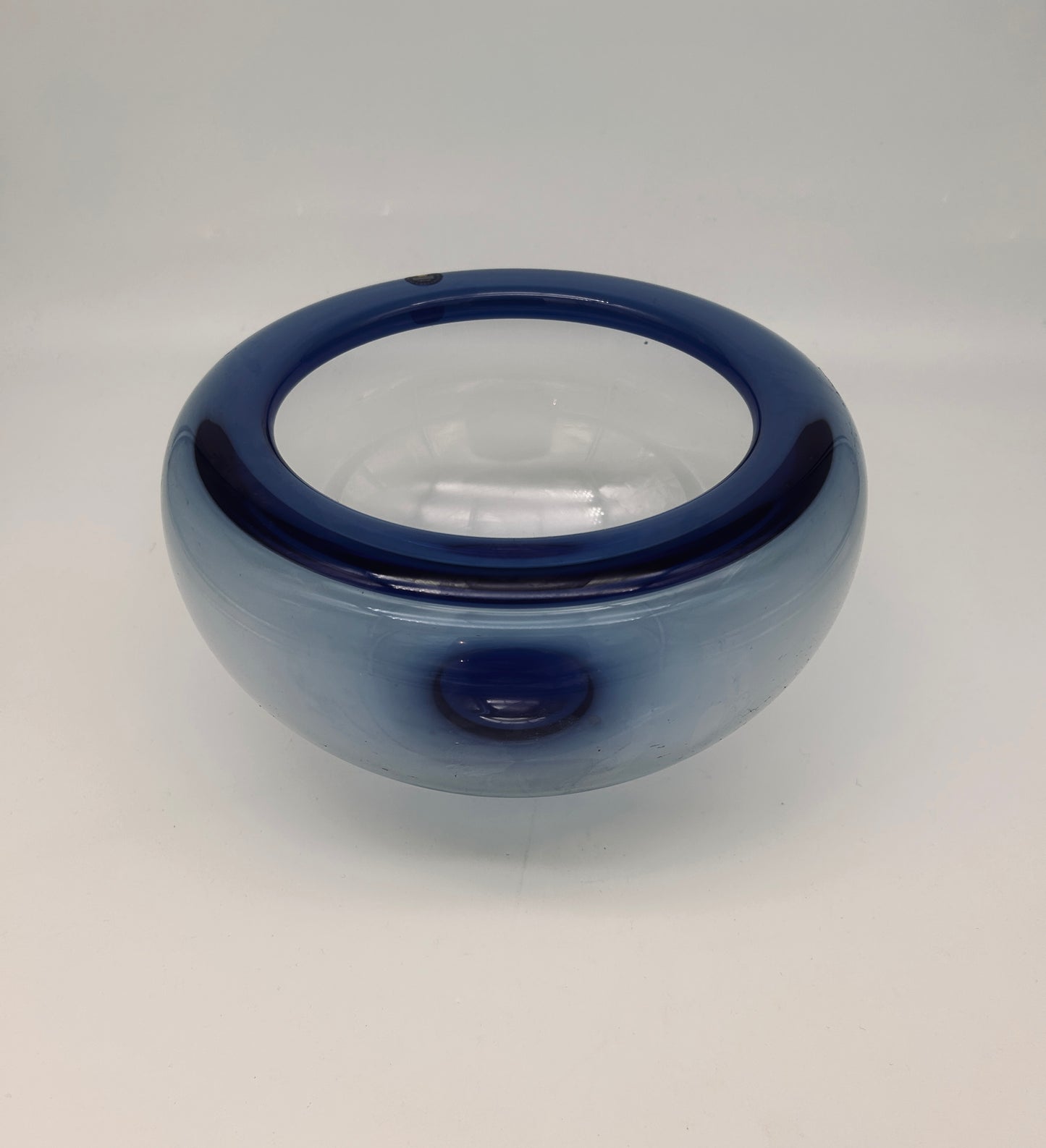 Centre de table en cristal bleu, Per Lutken, Royal Copenhagen, 70s