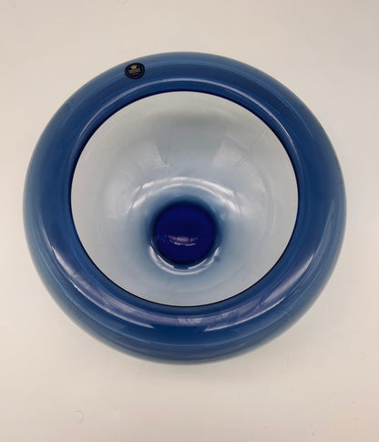 Centre de table en cristal bleu, Per Lutken, Royal Copenhagen, 70s