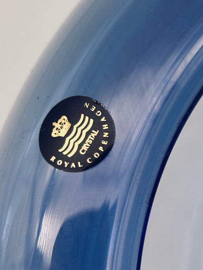 Centre de table en cristal bleu, Per Lutken, Royal Copenhagen, 70s