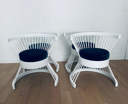 Fauteuils Cocktails laqués blancs, HR Wanke, E W.Benze, 60s