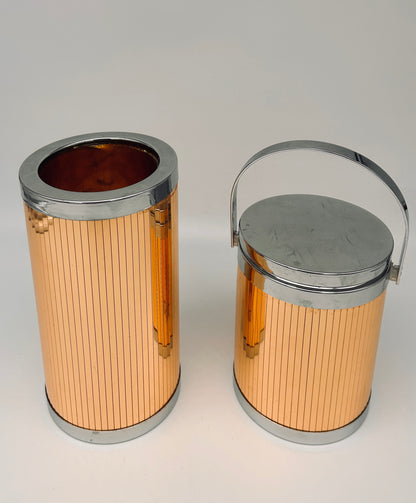 Ensemble porte bouteille et seau à glace à facettes, Glacette, Lidian, 70s