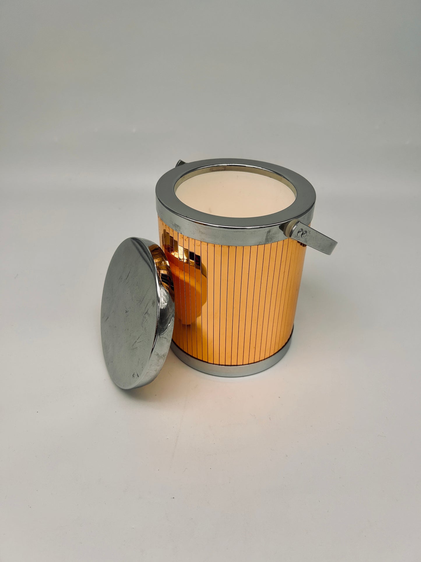 Ensemble porte bouteille et seau à glace à facettes, Glacette, Lidian, 70s