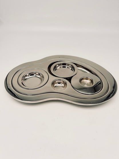 Plateau apéritif acier post moderne, Magpie, 2000s