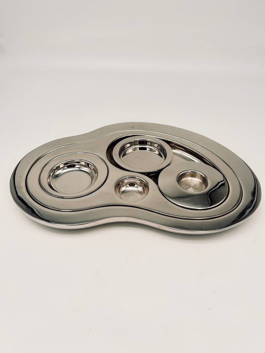 Plateau apéritif acier post moderne, Magpie, 2000s