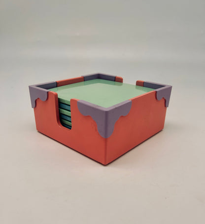 Set of multicolored lacquered coasters, Georges Briard, Merito, Japan, 1980s