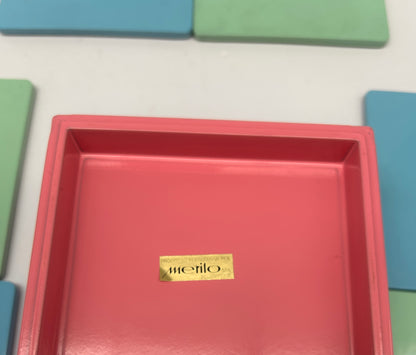 Set of multicolored lacquered coasters, Georges Briard, Merito, Japan, 1980s