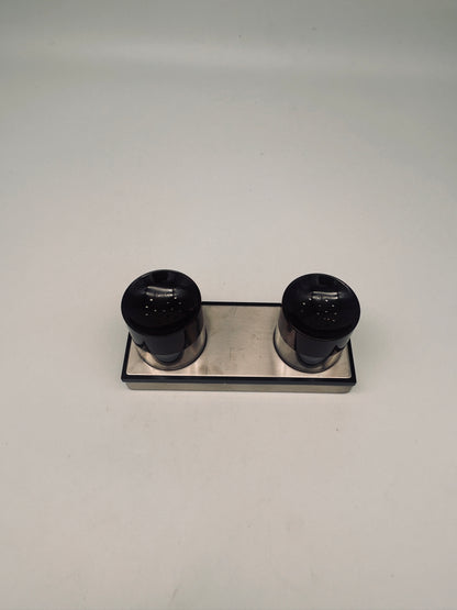 Set à condiments, sel et poivre, Roberto Sambonet, ligne Scacchiera, 70s