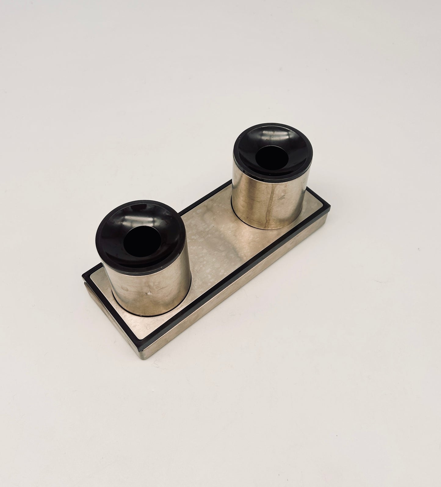 Set de bureau, Encrier double, Roberto Sambonet, ligne Scacchiera, 70s