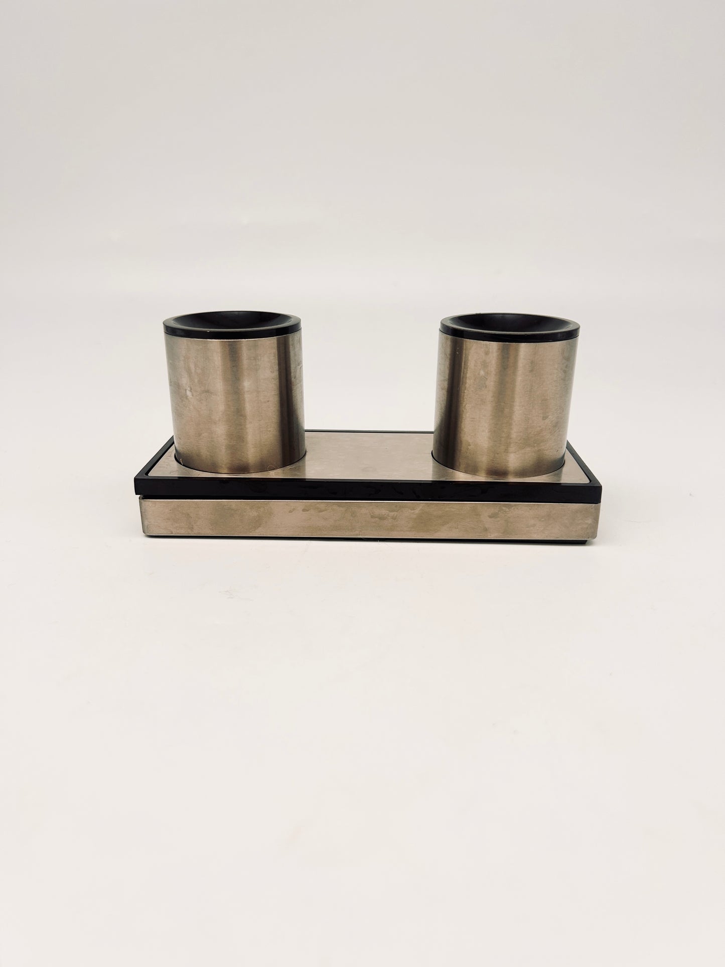 Set de bureau, Encrier double, Roberto Sambonet, ligne Scacchiera, 70s