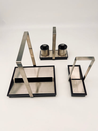 Set de bureau, Encrier double, Roberto Sambonet, ligne Scacchiera, 70s