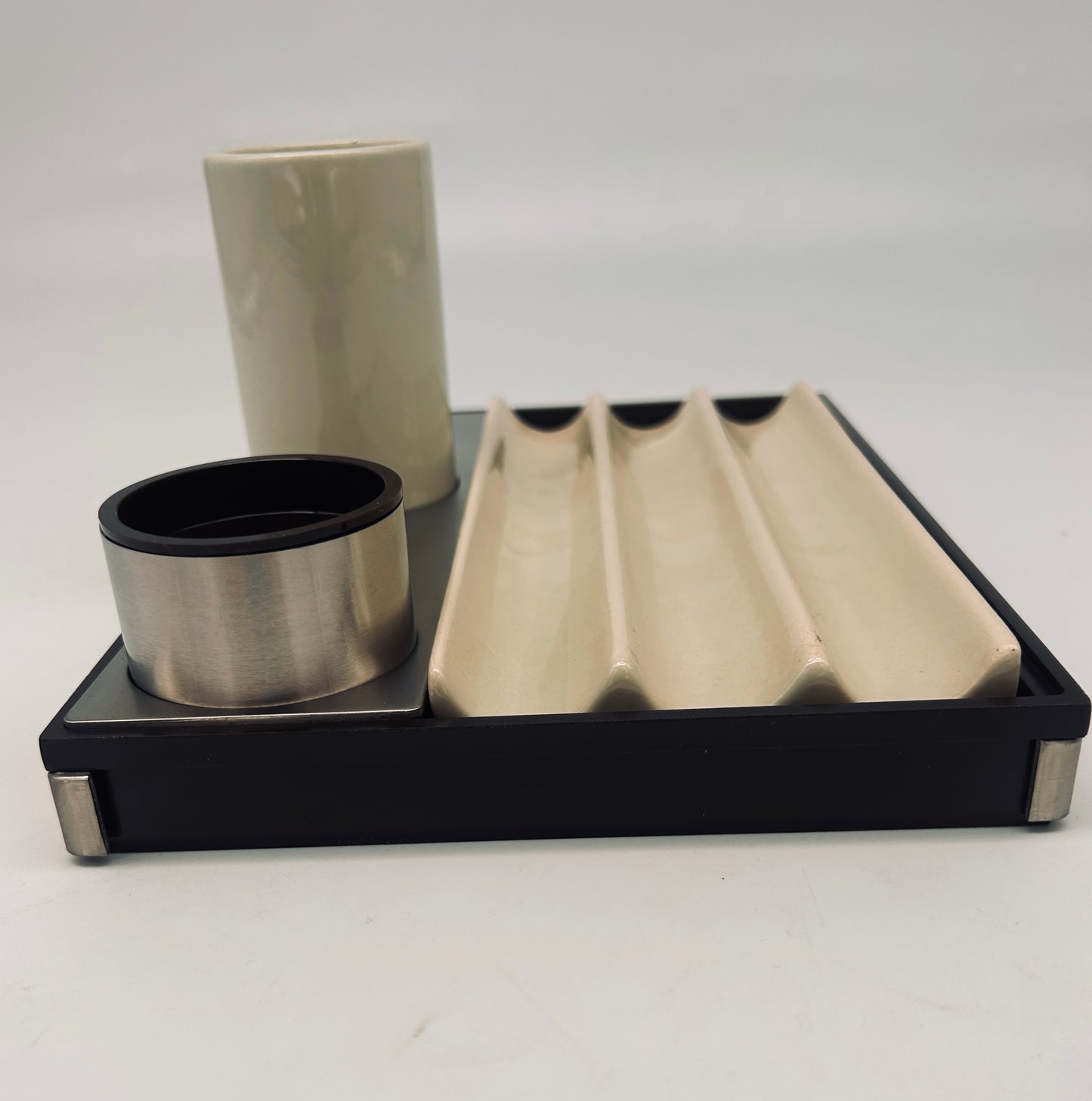 Set de bureau, porte stylo, Roberto Sambonet, ligne Scacchiera, 70s