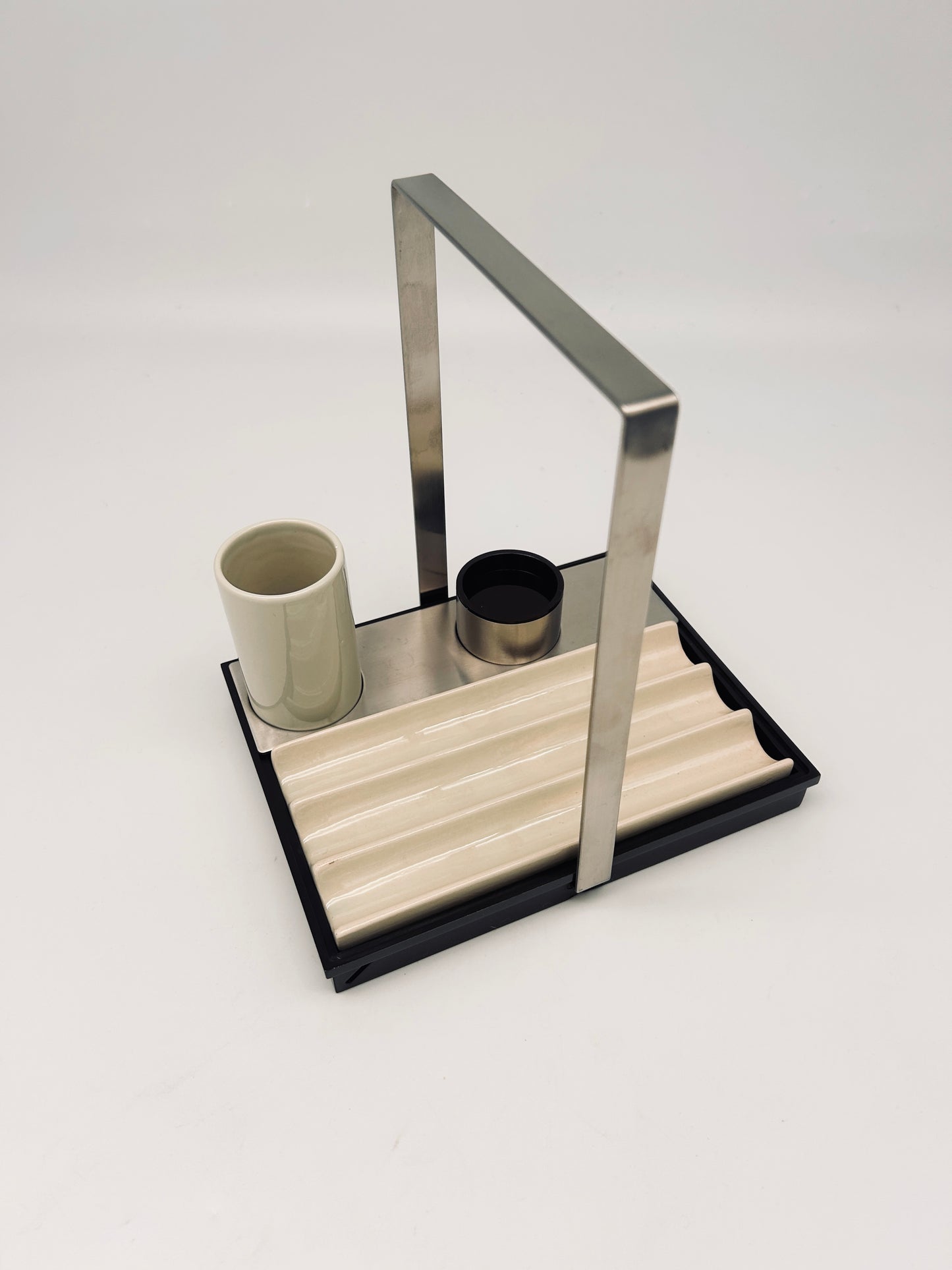 Set de bureau, porte stylo, Roberto Sambonet, ligne Scacchiera, 70s