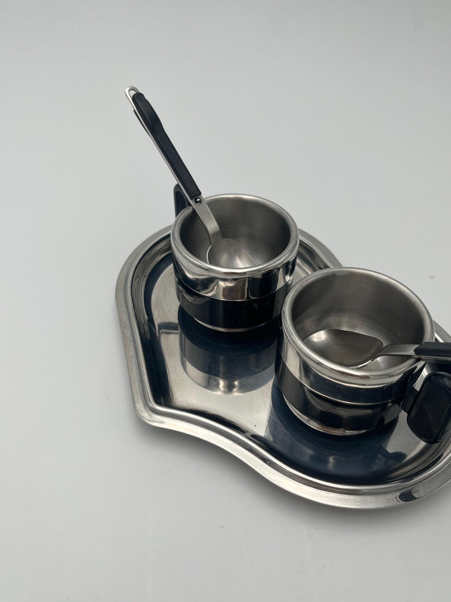 Tête à tête, duo de tasses expresso, Morinox, Italie, 1970s