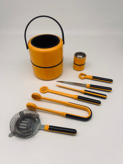 Seau à glace et set à cocktail space age, Scaroni, 60s