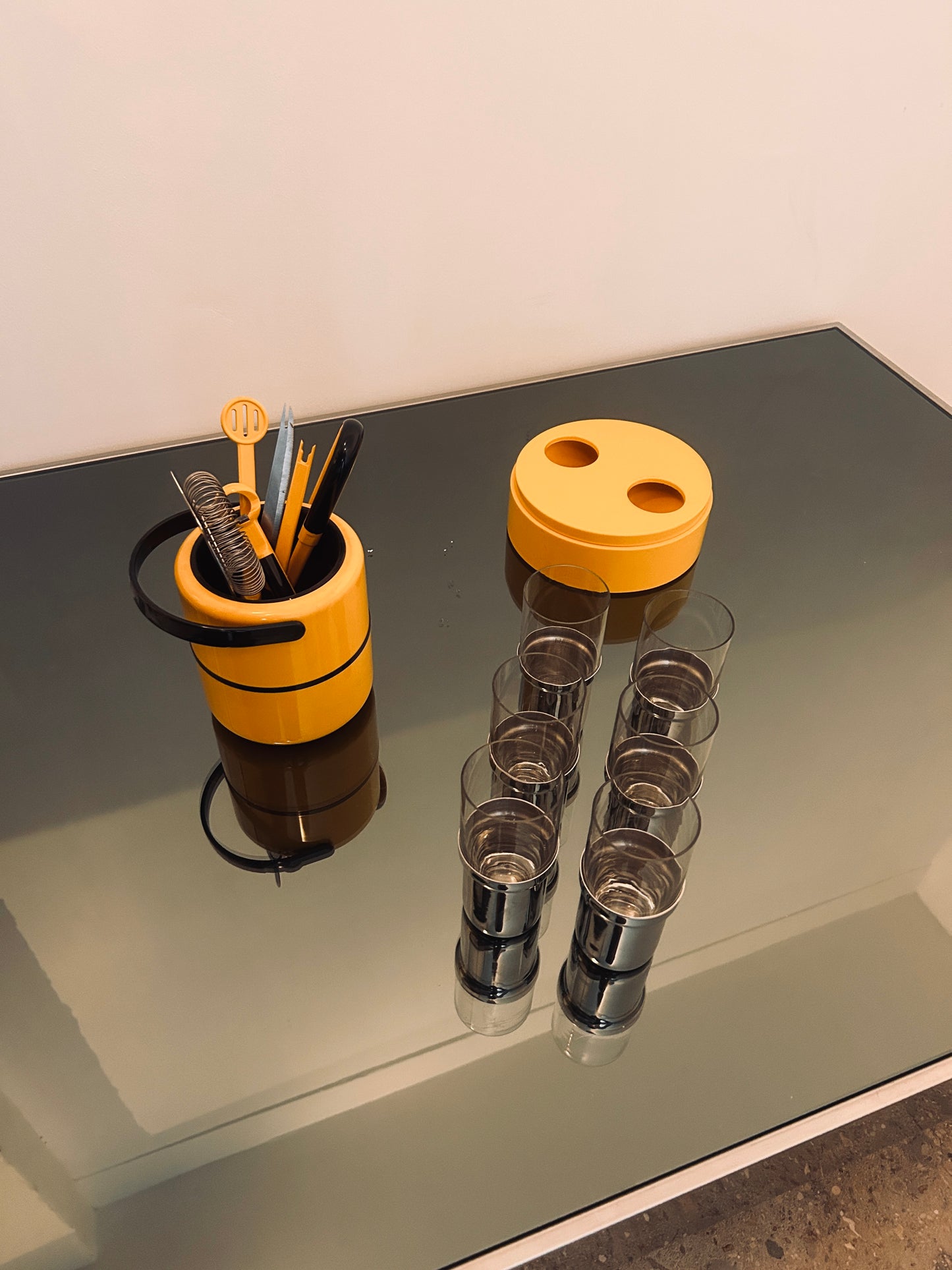 Seau à glace et set à cocktail space age, Scaroni, 60s