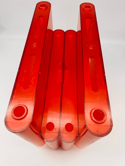 Porte-revues rouge translucide 4 compartiments, Kartell, Giotto Stoppino