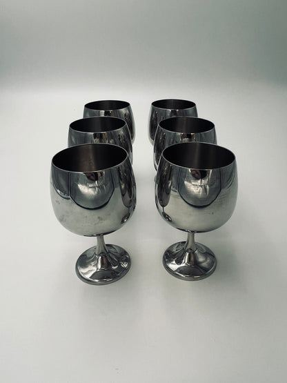 Verres à pied en acier, AMC Art design, Italie, 70s
