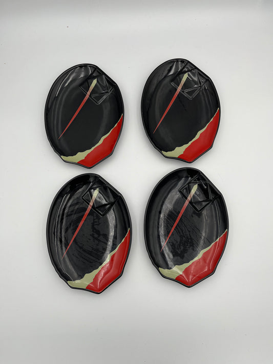 Set of 4 postmodern plates, Kato Kogei, Fujimori, Japan, 80s