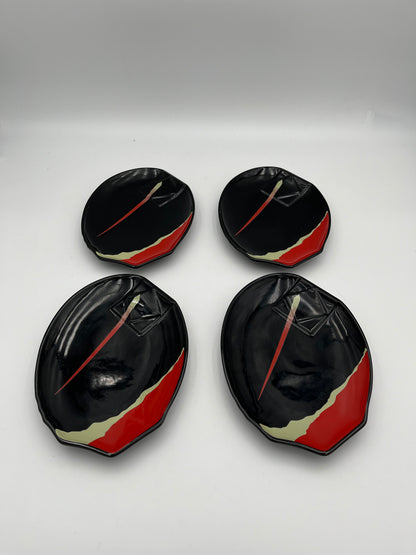 Set of 4 postmodern plates, Kato Kogei, Fujimori, Japan, 80s
