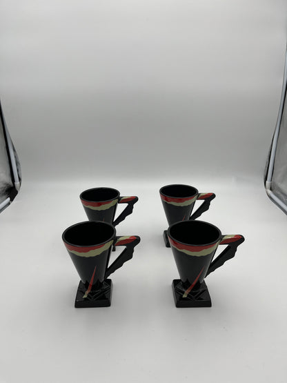 Set of 4 postmodern cups, Kato Kogei, Fujimori, Japan, 80s