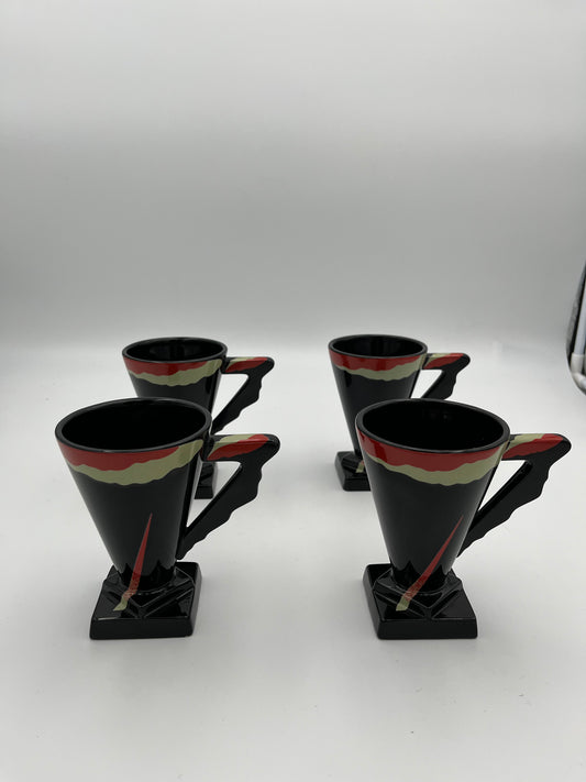 Set of 4 postmodern cups, Kato Kogei, Fujimori, Japan, 80s