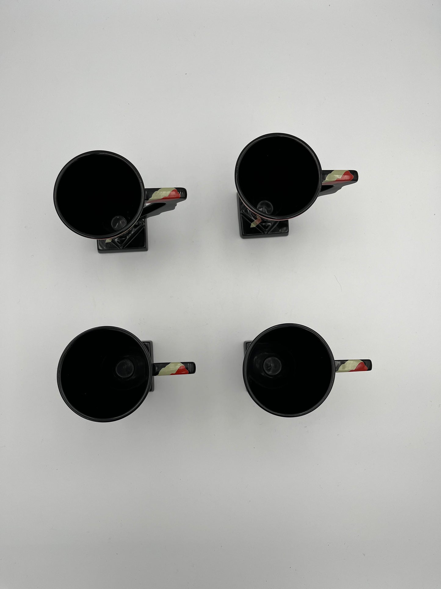 Set of 4 postmodern cups, Kato Kogei, Fujimori, Japan, 80s