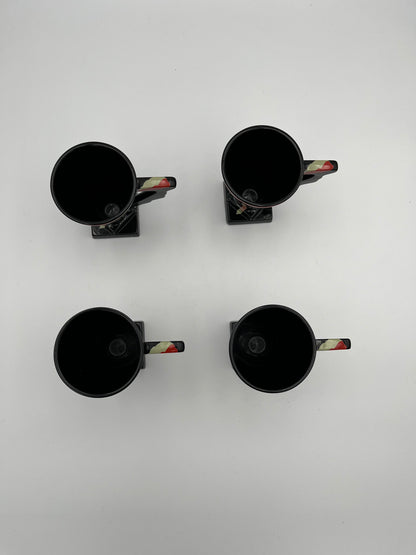 Set of 4 postmodern cups, Kato Kogei, Fujimori, Japan, 80s