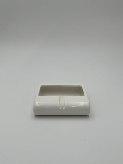 Cendrier Carré Blanc Céramique, Sicart Cartigliano, Italy, 70s