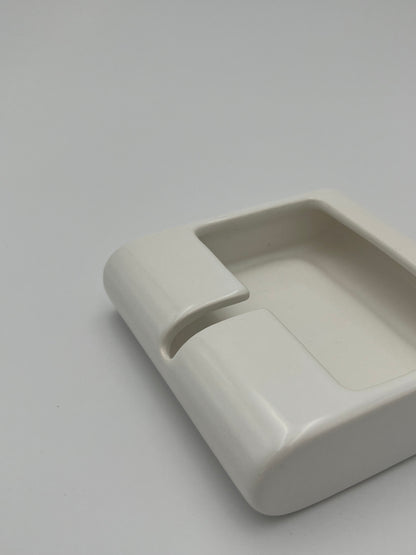 Cendrier Carré Blanc Céramique, Sicart Cartigliano, Italy, 70s