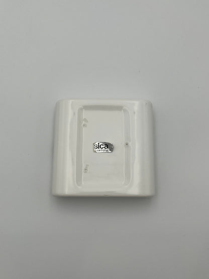 Cendrier Carré Blanc Céramique, Sicart Cartigliano, Italy, 70s