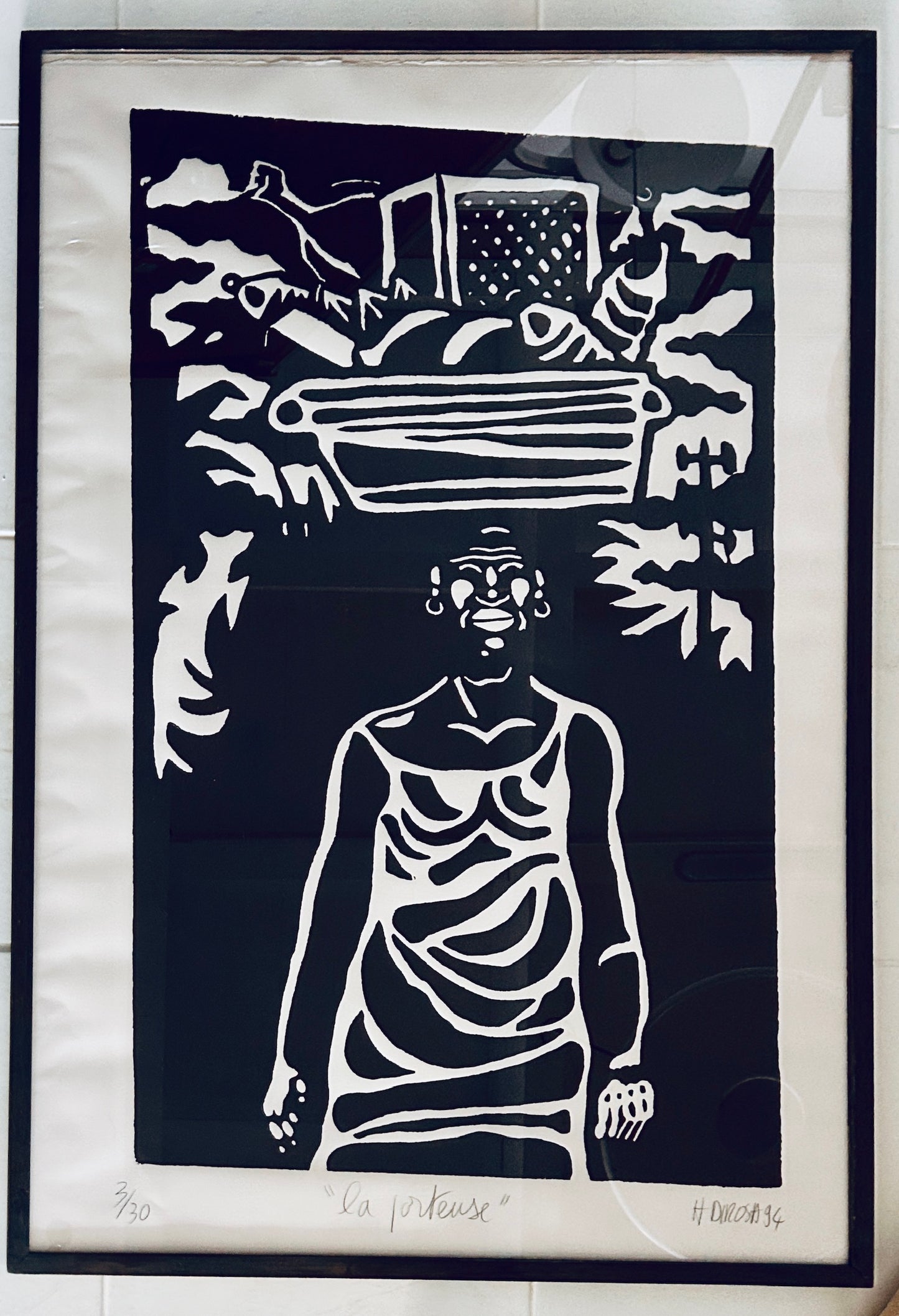 Lithographie La porteuse, Hervé di Rosa, 90s