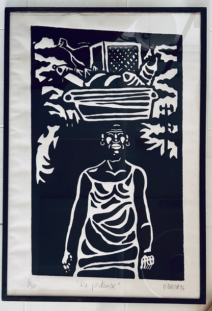 Lithographie La porteuse, Hervé di Rosa, 90s