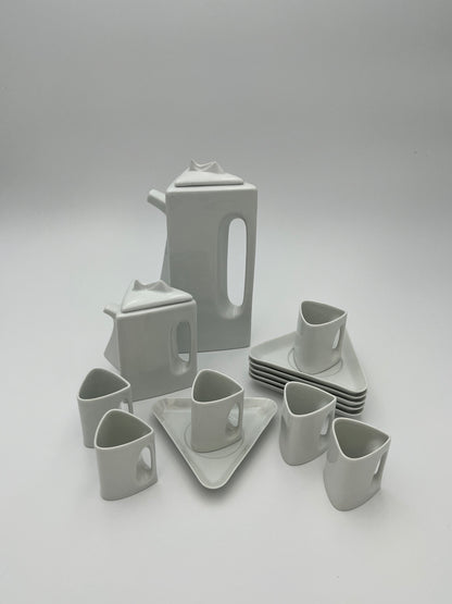 Set à Café post moderniste, Pâtes et Emaux de Limoges, France, 1970s