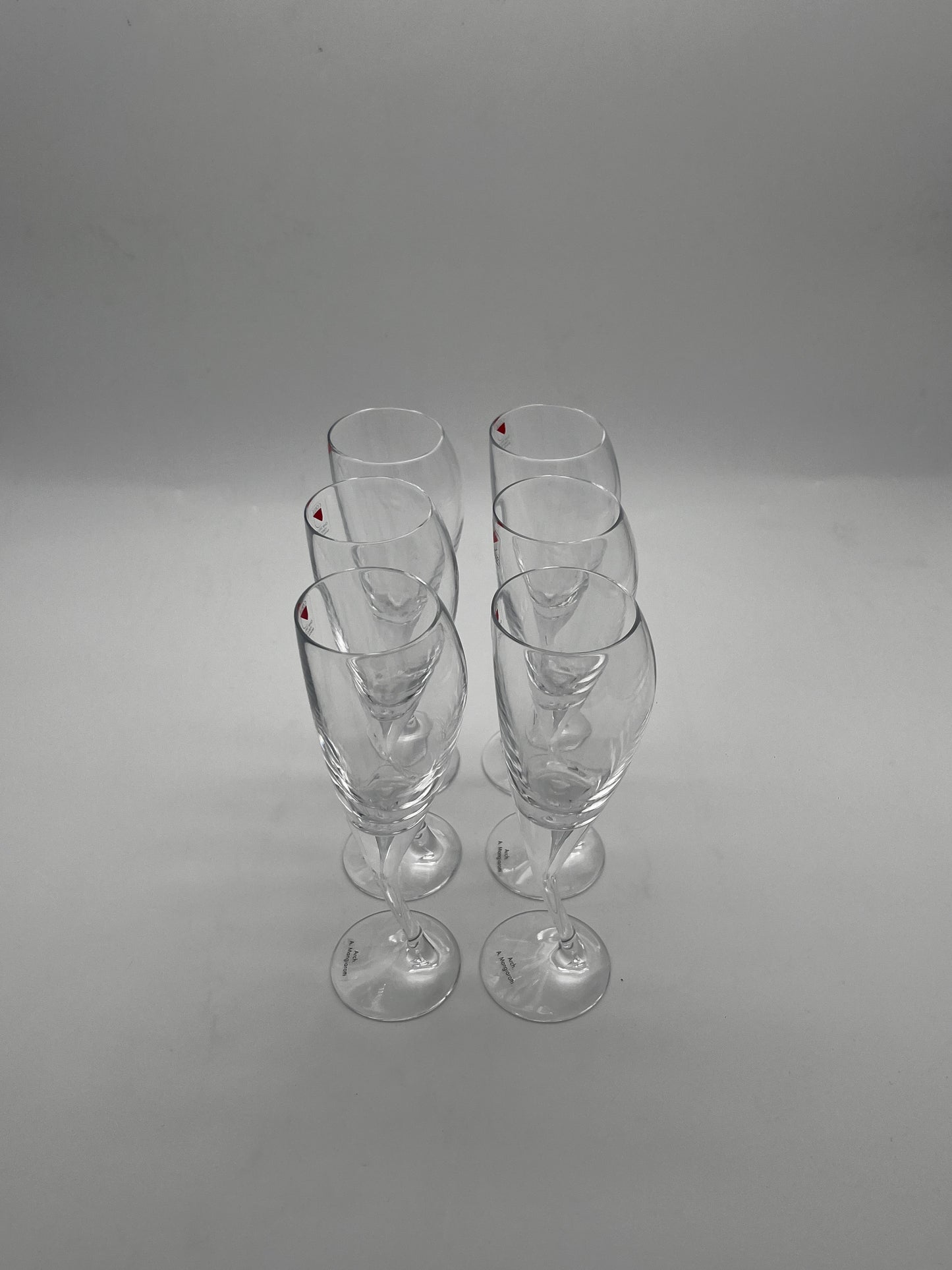 Coupes à champagne en cristal, Bilubo, Angelo Mangiarotti, Il Colle, 60s