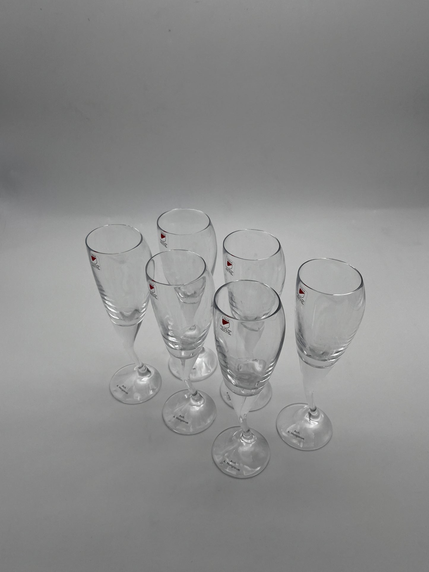 Coupes à champagne en cristal, Bilubo, Angelo Mangiarotti, Il Colle, 60s
