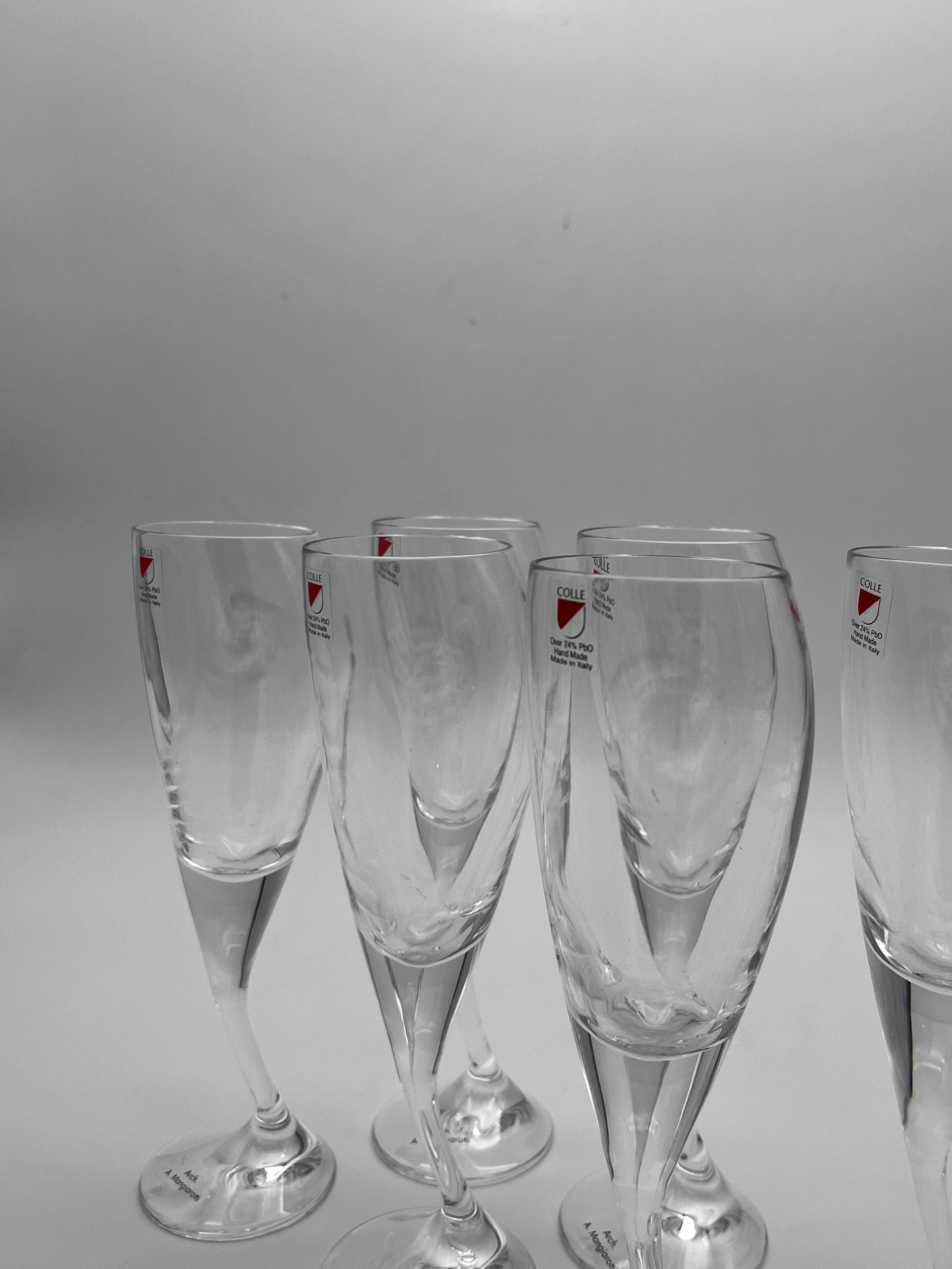 Coupes à champagne en cristal, Bilubo, Angelo Mangiarotti, Il Colle, 60s