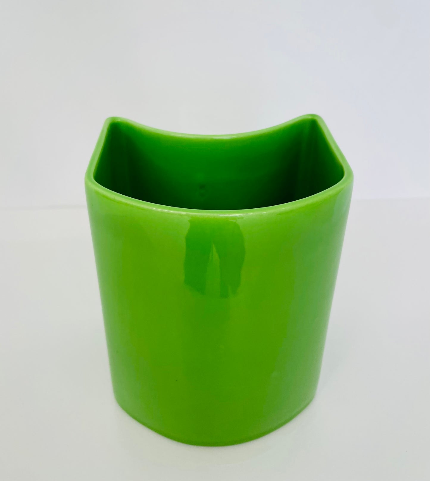 Vase géométrique vert en céramique, Ambrogio Pozzi, Franco Pozzi, 70s