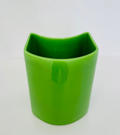 Vase géométrique vert en céramique, Ambrogio Pozzi, Franco Pozzi, 70s