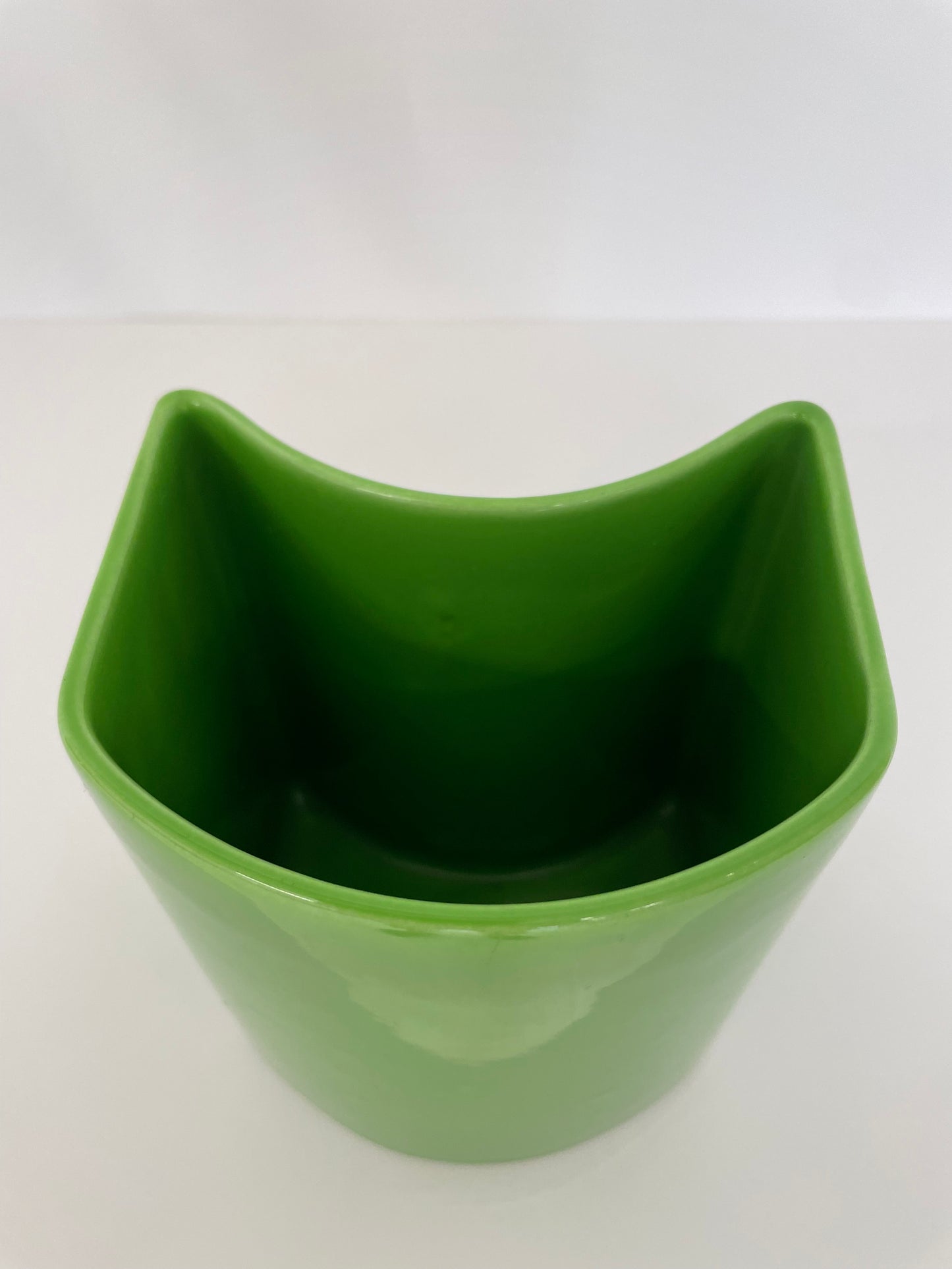 Vase géométrique vert en céramique, Ambrogio Pozzi, Franco Pozzi, 70s