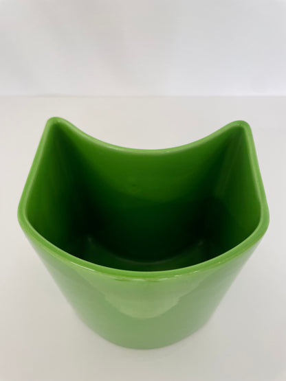 Vase géométrique vert en céramique, Ambrogio Pozzi, Franco Pozzi, 70s