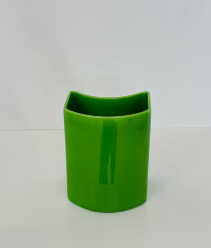 Vase géométrique vert en céramique, Ambrogio Pozzi, Franco Pozzi, 70s