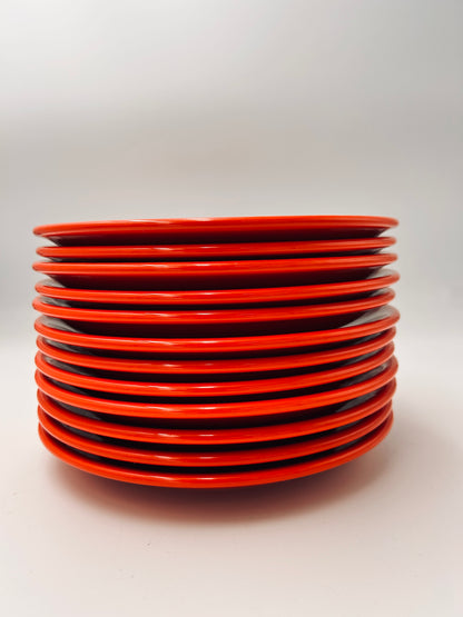 Assiettes en céramique rouges, Pagnossin, Italie, 2000s