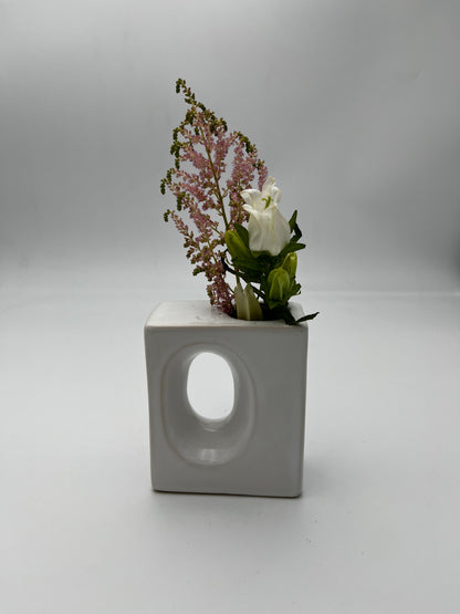 Vase rectangulaire céramique Blanc, design italien, 70